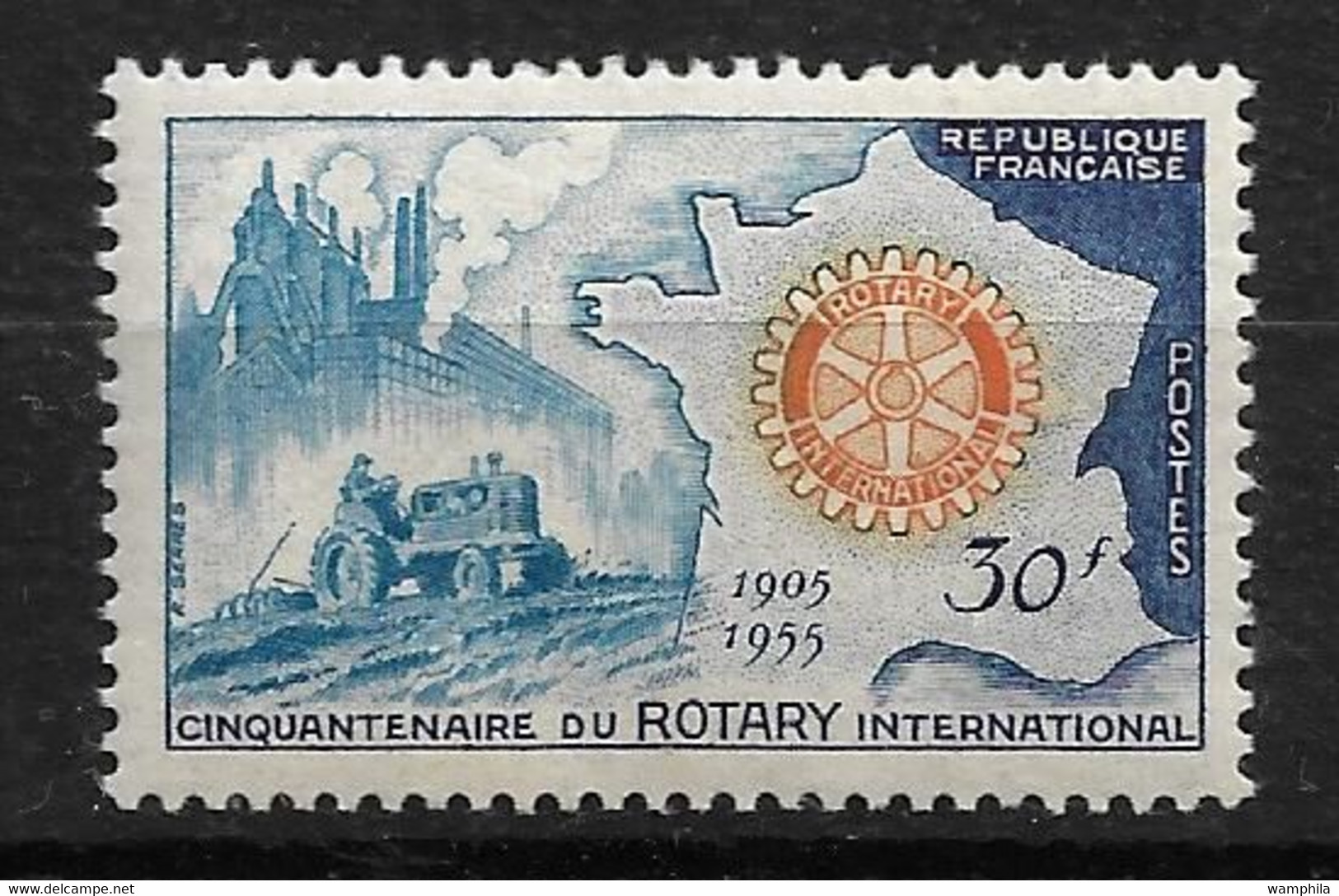 France Projet Non émis Du Timbre De 1955 (n°1009) Du Rotary .Non Dentelé **. RARE. - Andere & Zonder Classificatie