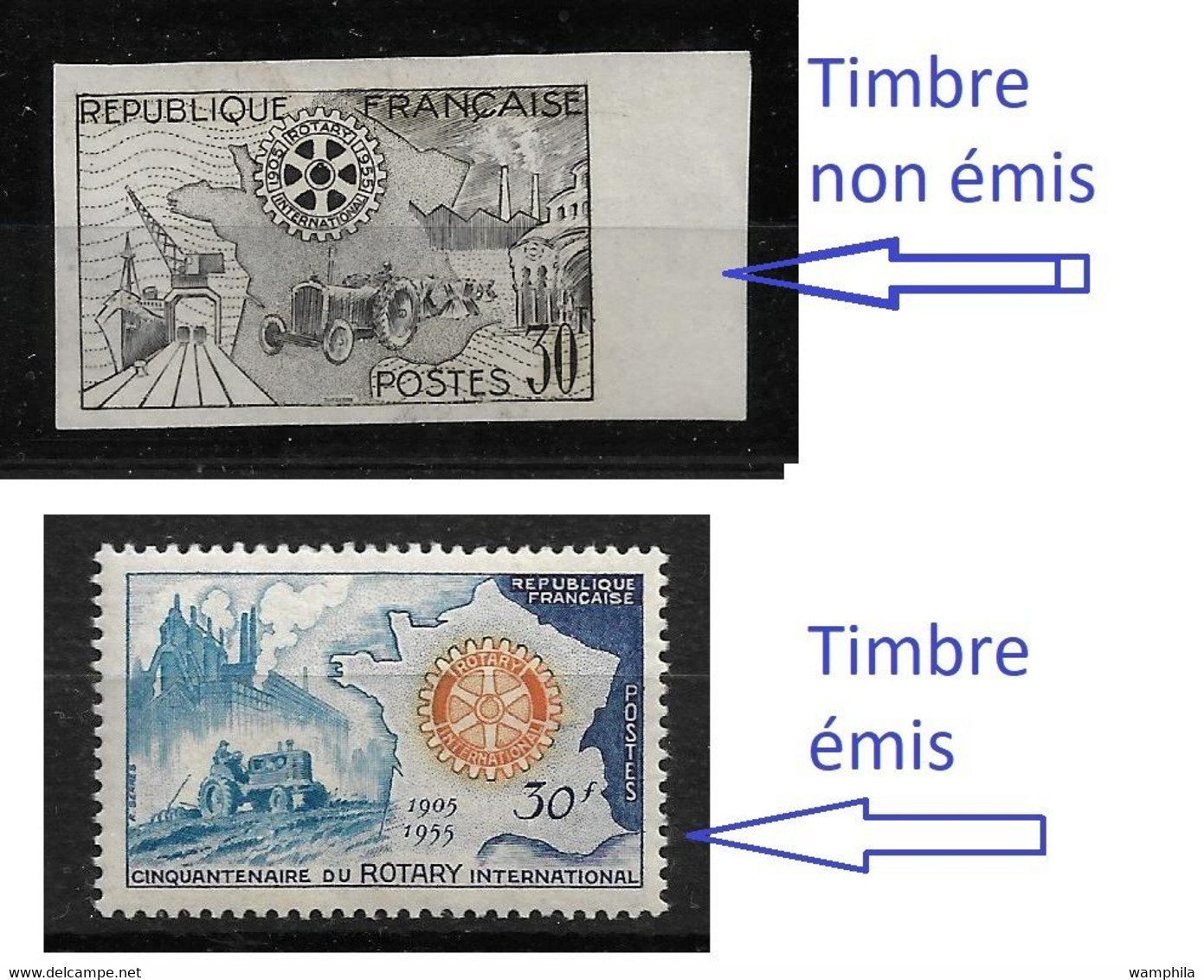 France Projet Non émis Du Timbre De 1955 (n°1009) Du Rotary .Non Dentelé **. RARE. - Sonstige & Ohne Zuordnung