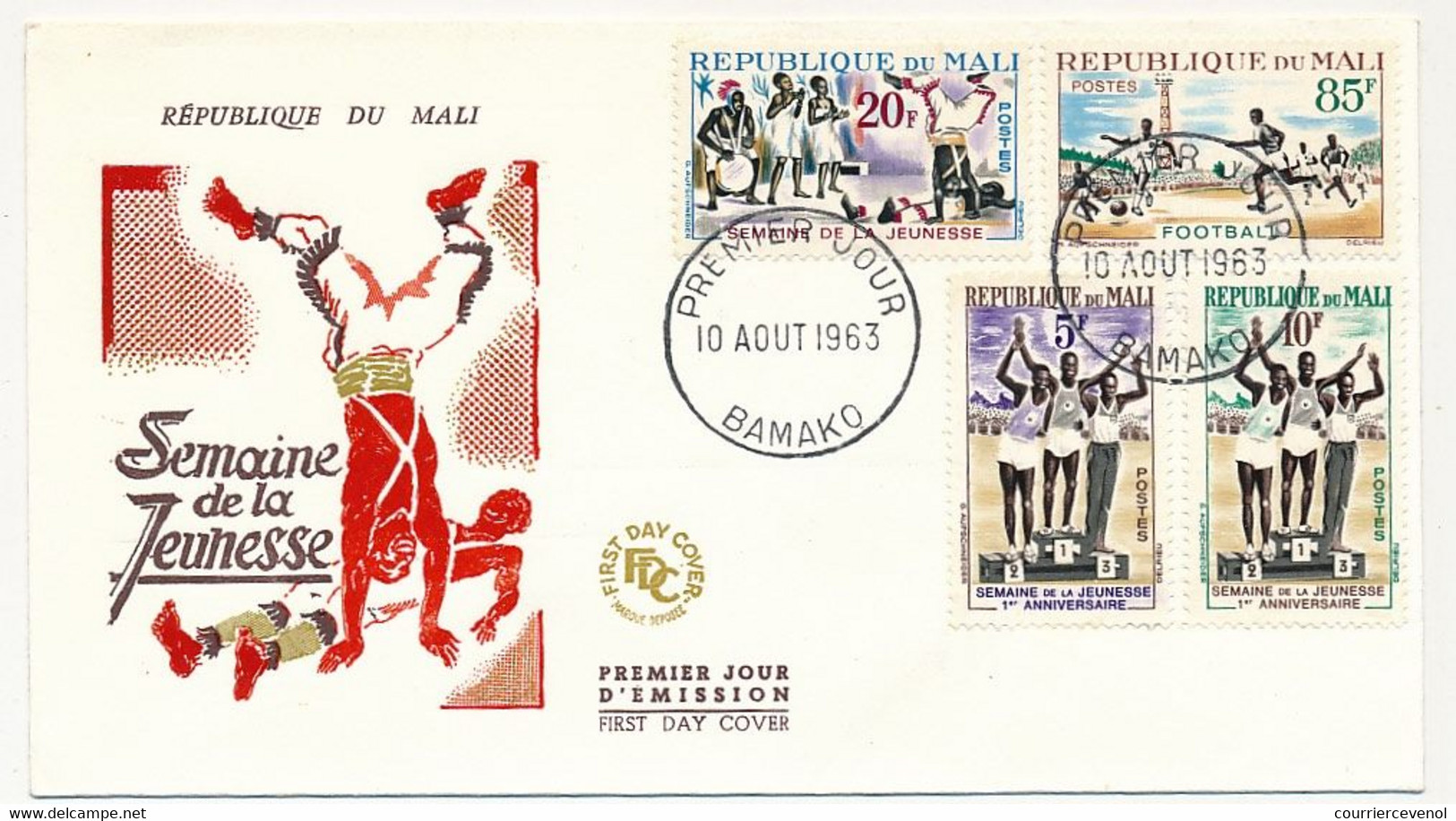 MALI => Enveloppe FDC => 4 Val. Semaine De La Jeunesse - 10 Aout 1963 - Bamako - Mali (1959-...)