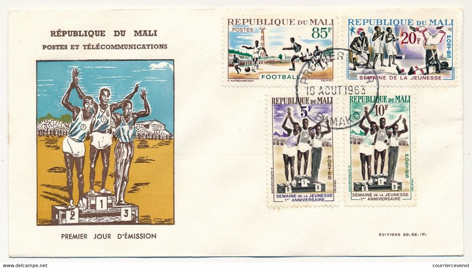 MALI => Envel. FDC => 4 Valeurs SPORTS - 10 Aout 1963 - Bamako - Malí (1959-...)