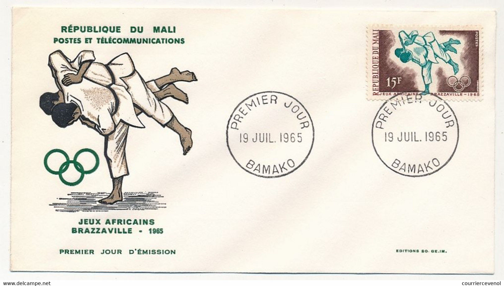 MALI => Envel. FDC => 2 Val. SPORTS - Jeux Africains De Brazzaville - 19 Juillet 1965 - Bamako - Mali (1959-...)