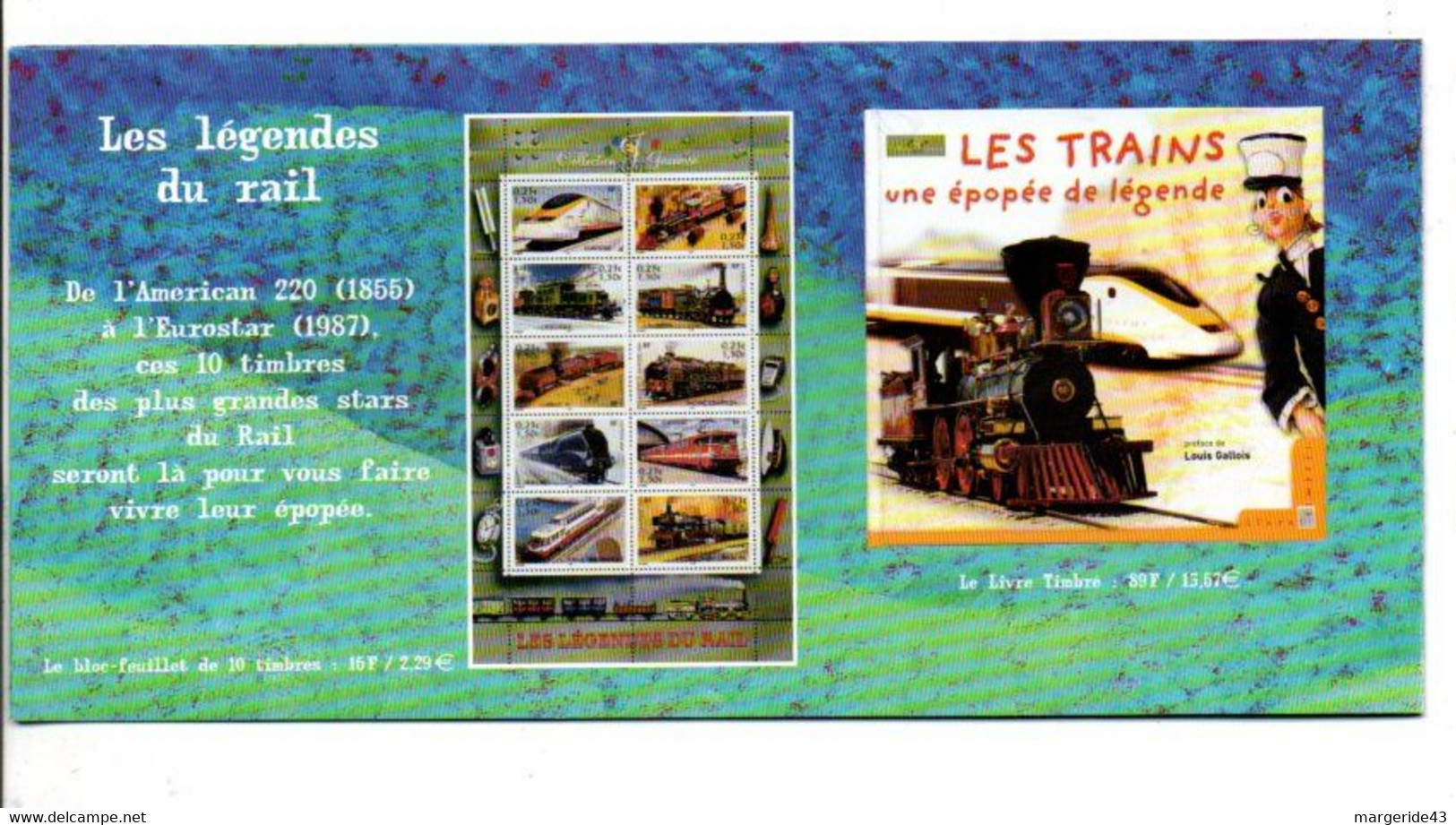 ENCART FDC 2001 LES LEGENDES DU RAIL - 2000-2009