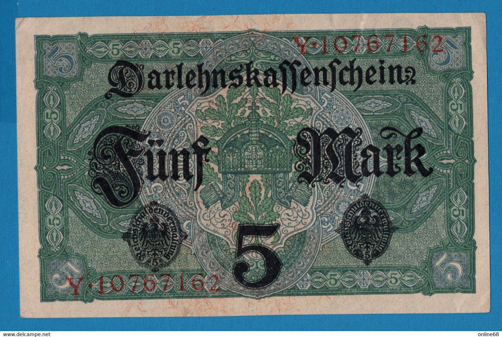 DEUTSCHES REICH 5 MARK 01.08.1917 # Y.10767162 P# 56a DARLEHENSKASSENSCHEINE - Bestuur Voor Schulden