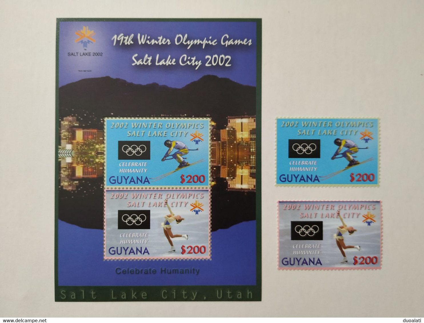 Guyana 2002 Olympic Winter Games Salt Lake City Skiing Skating Stamps & S/S MNH - Inverno2002: Salt Lake City