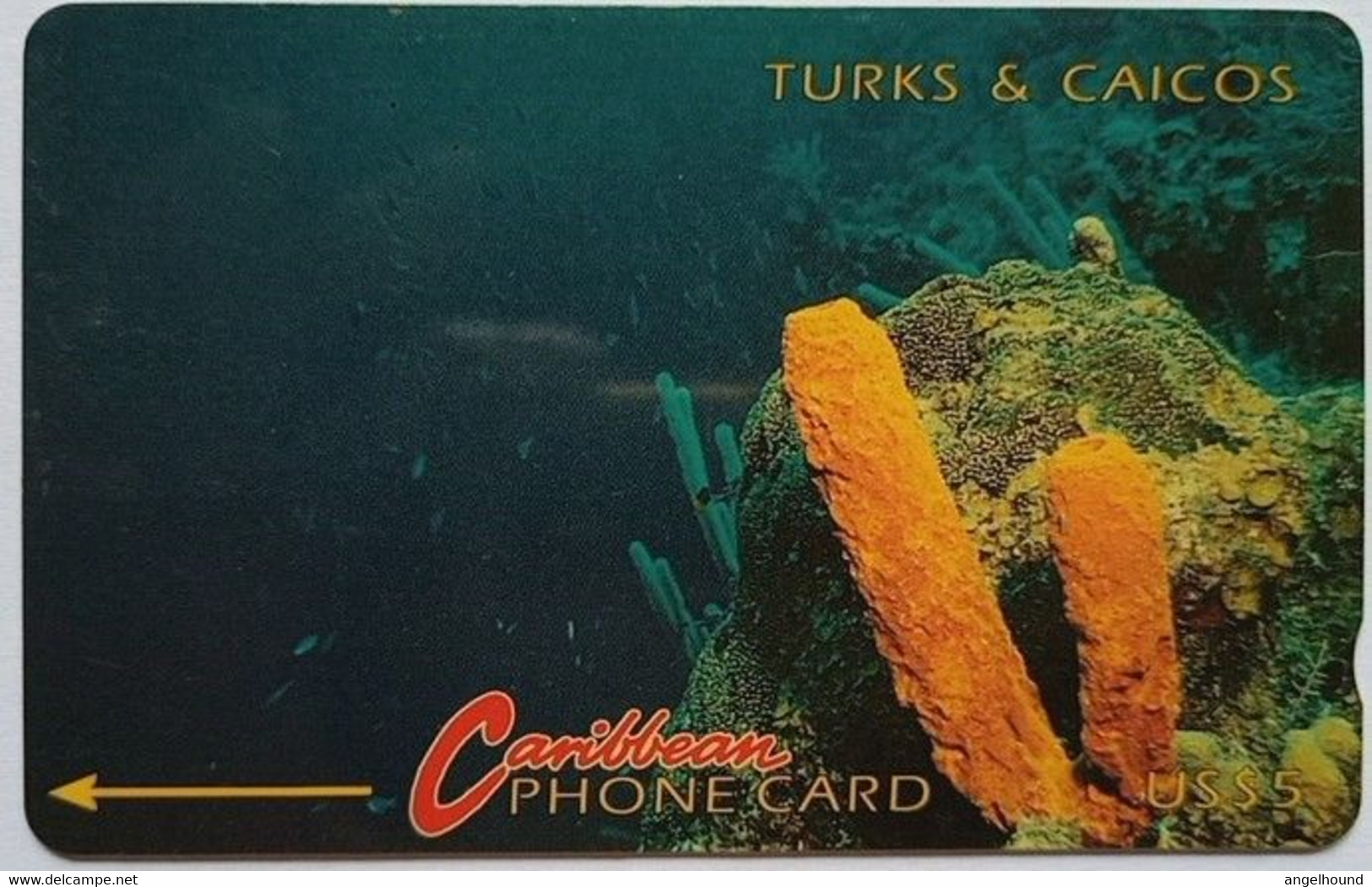 Turks And Caicos US$5, 1CTCB " Orange Tube Sponge   ( Without Logo )" - Turks & Caicos (I. Turques Et Caïques)