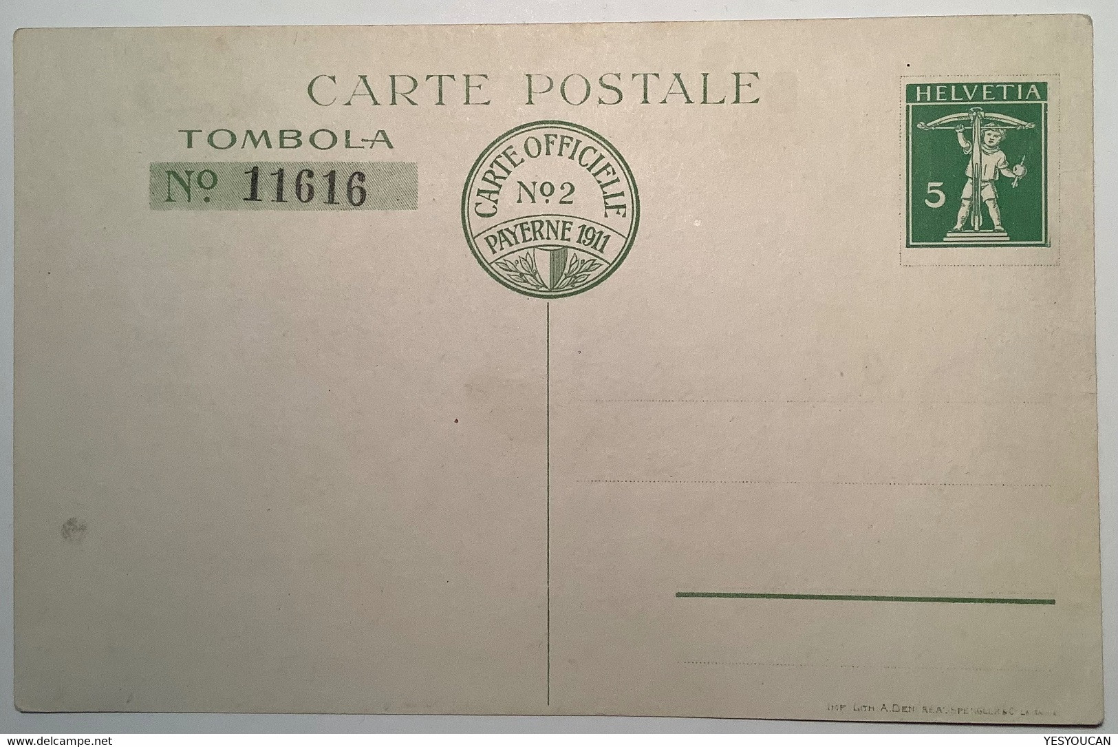 Privatganzsache: Fête Cantonale Vaudoise Gymnastique Payerne (Vaud) 1911 Tellknabe 5Rp Postkarte(Schweiz Gymnastic Sport - Entiers Postaux