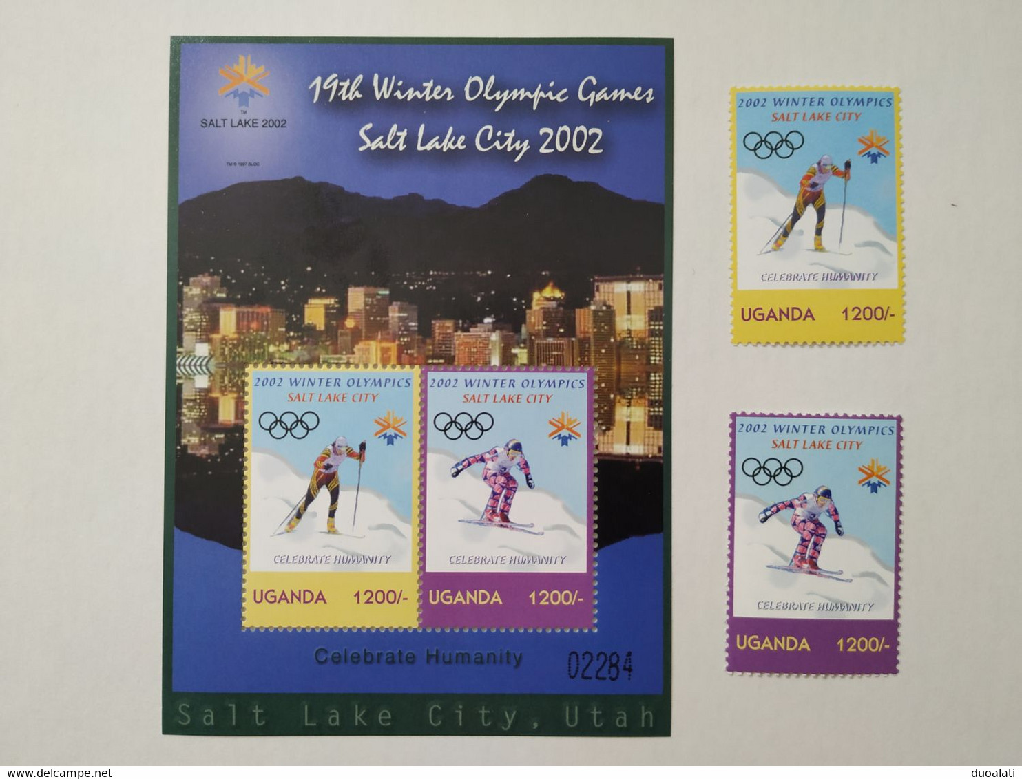 Uganda 2002 Olympic Winter Games Salt Lake City Cross Country Skiing Stamps & S/S MNH - Invierno 2002: Salt Lake City