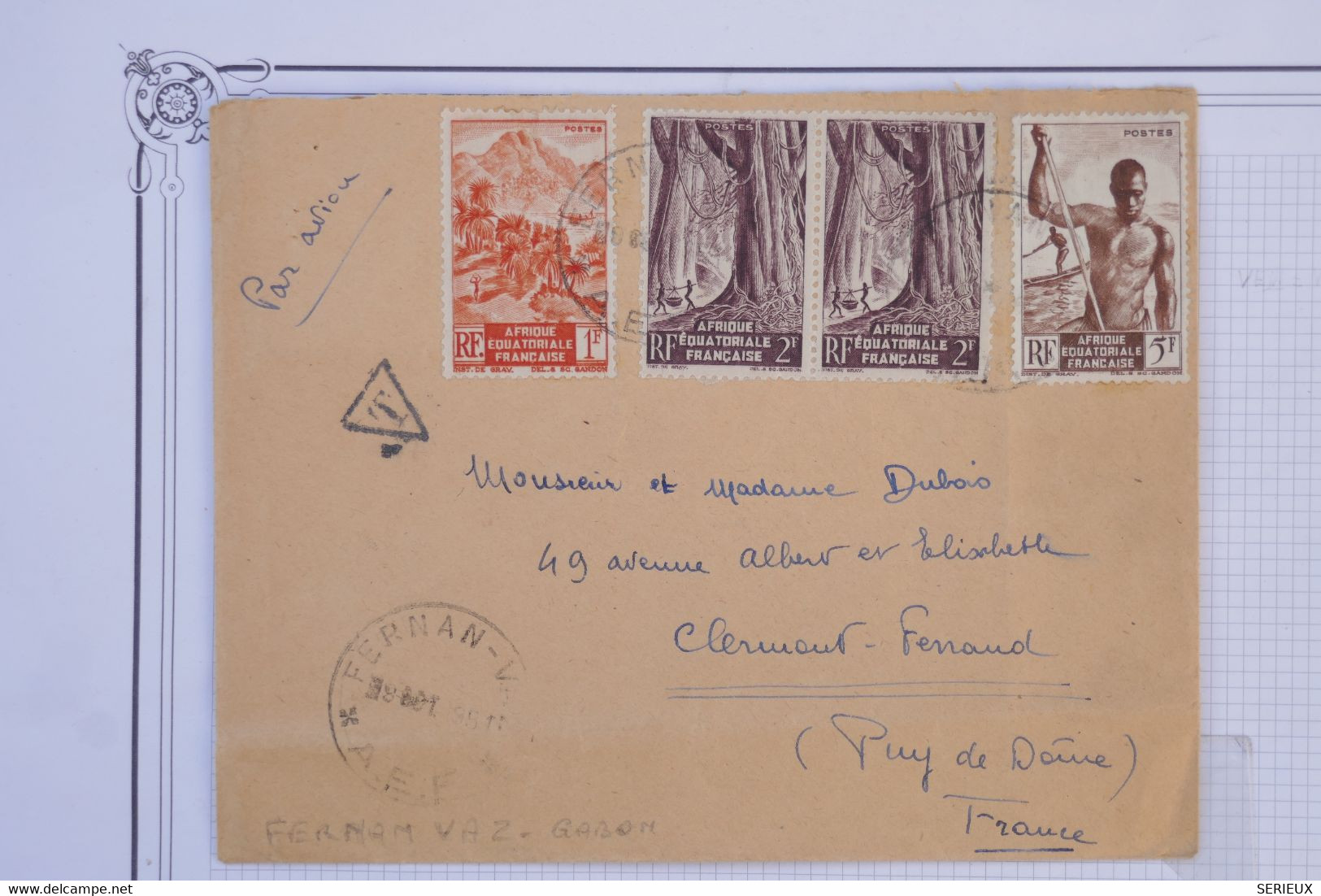 #18 AEF  GABON   BELLE LETTRE 1940  PETIT BUREAU FERNAN  A  CLERMONT FRANCE  + ++AFFRANCH. PLAISANT - Brieven En Documenten