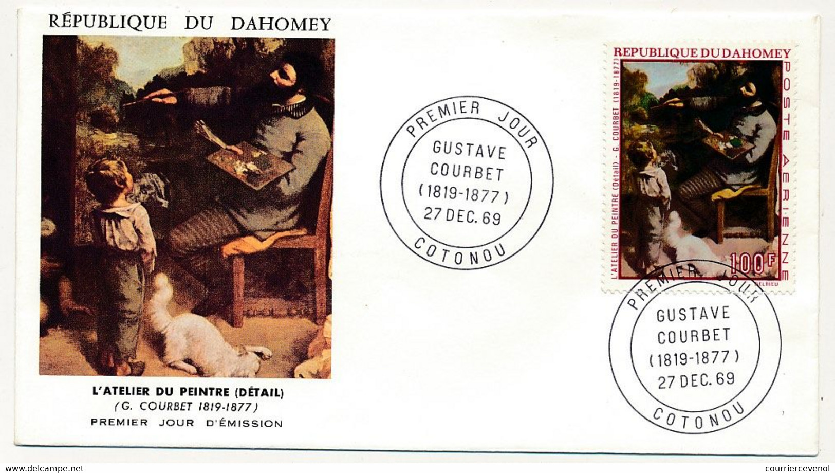DAHOMEY => Env FDC => 100F Gustave Courbet - 27 Dec 1969 - Cotonou - Bénin – Dahomey (1960-...)