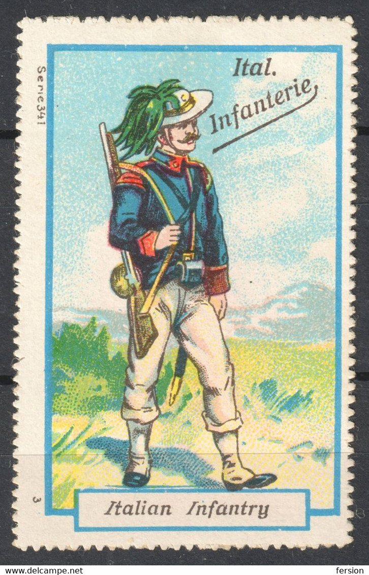 ITALY Italian SOLDIER - Gun Rifle WW1 World War 1914 Infantry - Label Cinderella Vignette - No Gum - Kriegspropaganda