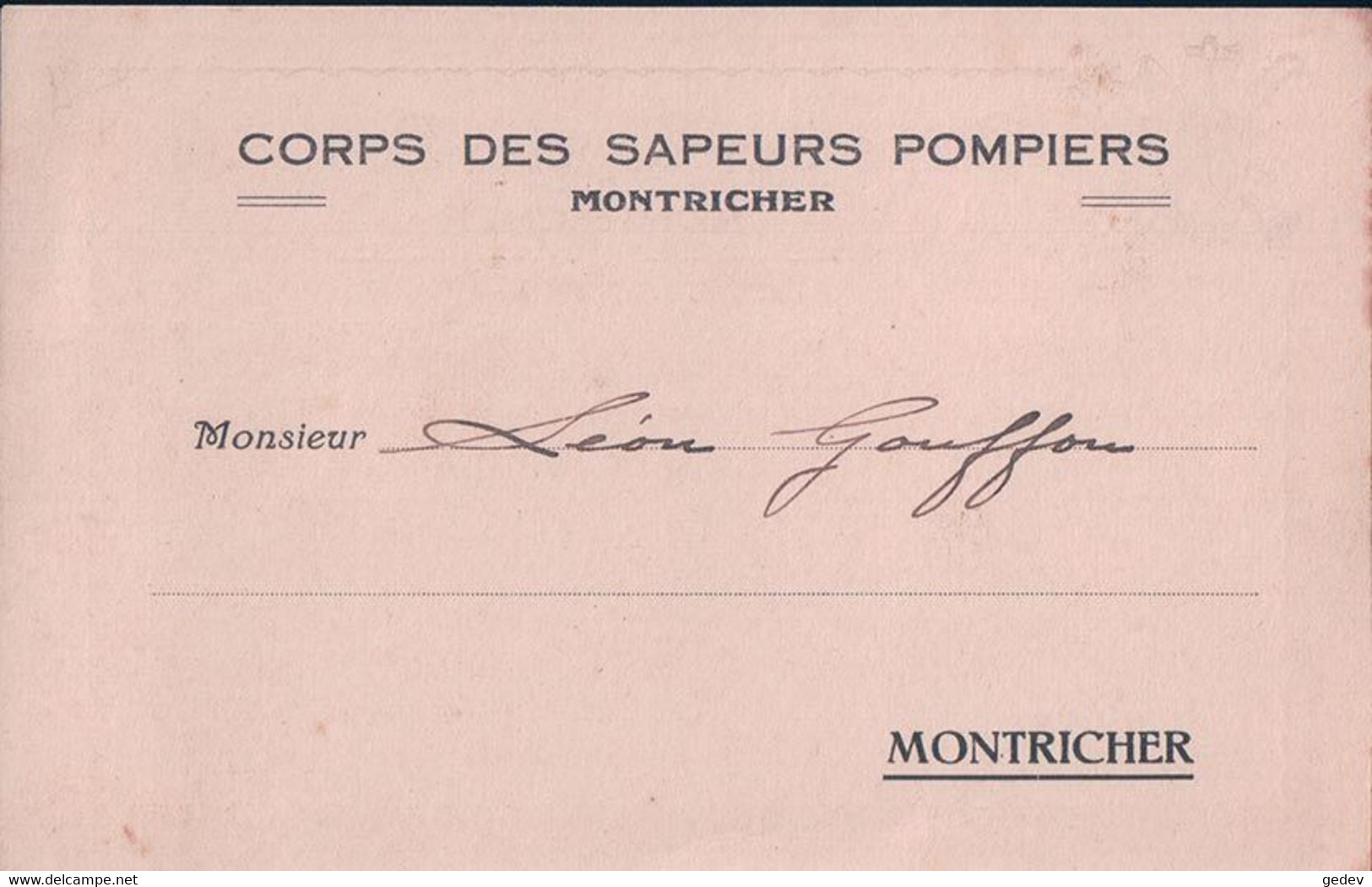 Montricher, Convocation Du Corps Des Sapeurs Pompiers (101113) - Montricher