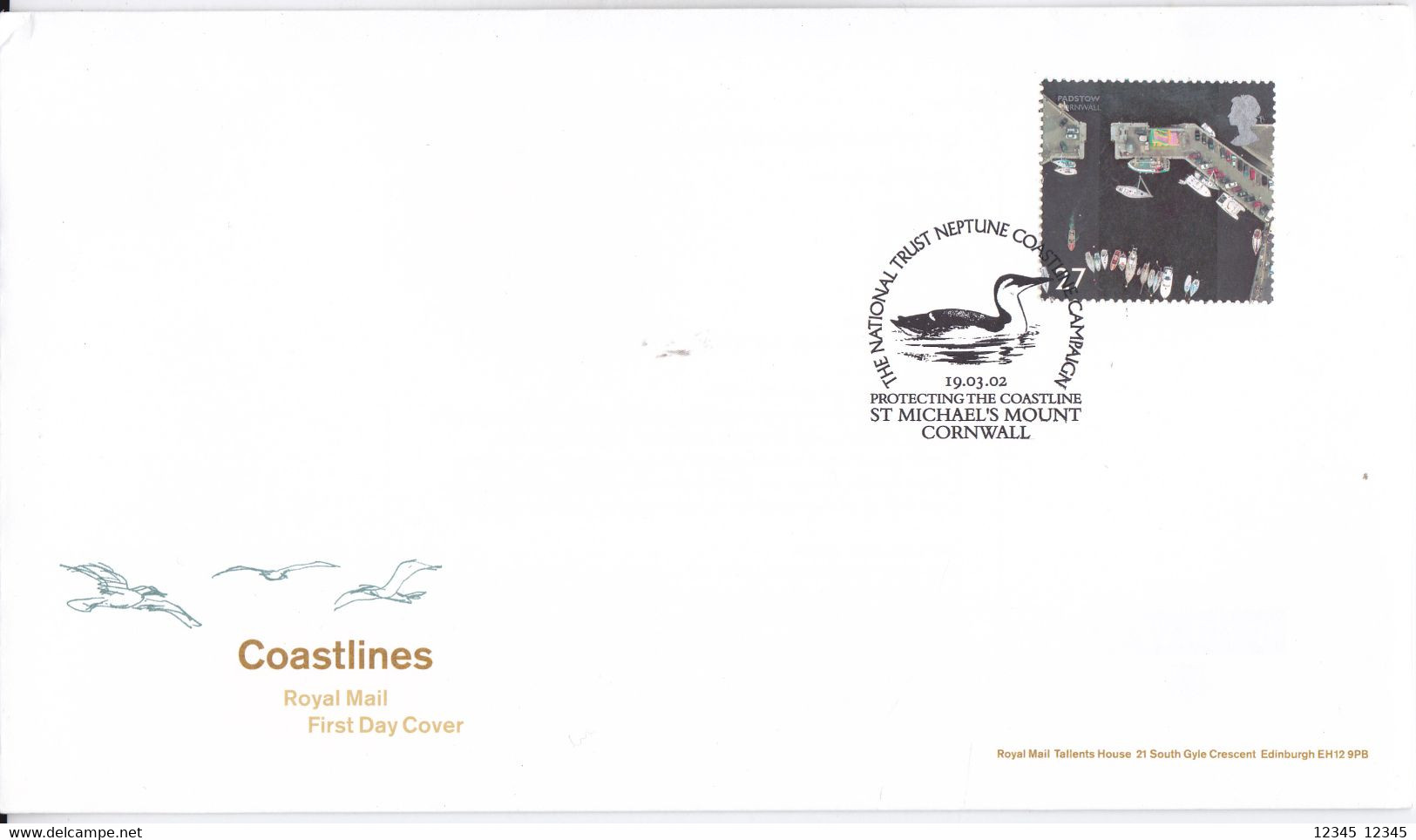Engeland 2002, Unused Cover, Coastlines, Cancellation Bird Theme - Storia Postale