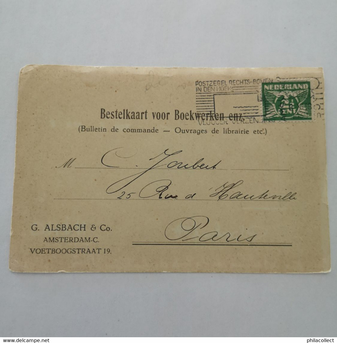 Amsterdam // Bestelkaart Voor Boekwerken - Firma G. Alsbach & Co - Voetboogstraat 19 // 1919 - Storia Postale