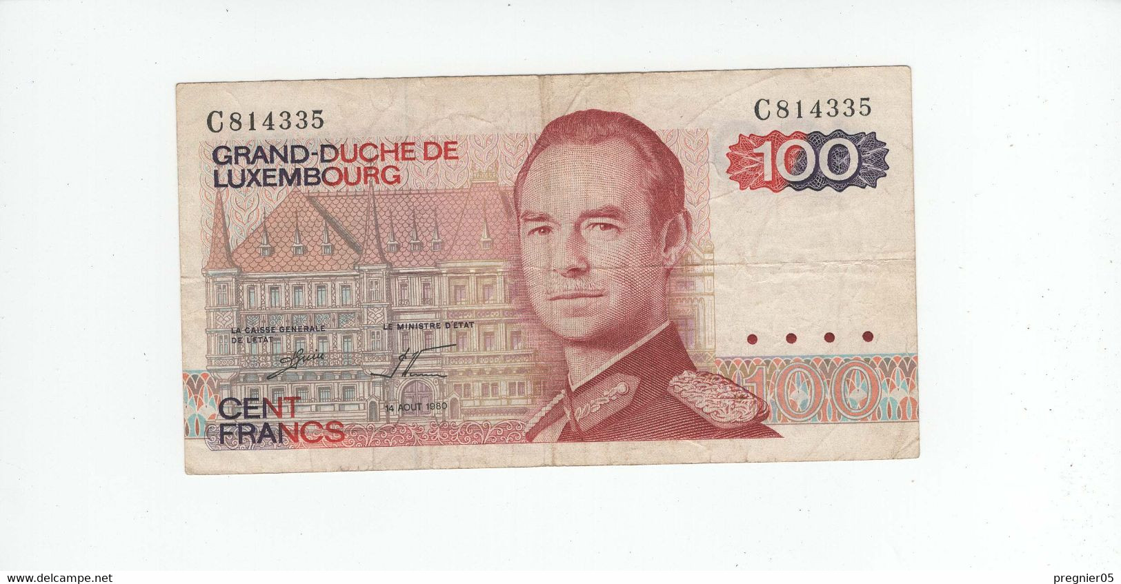 LUXEMBOURG Billet 100 Francs 1980 TTB P.57-C N° 814335 - Lussemburgo