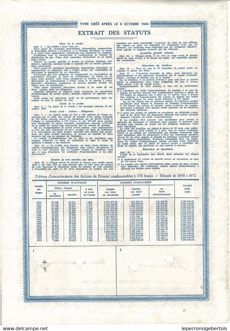 Titre De 1954 - Compagnie D' Electricité De Seraing Et Extensions - - Elektrizität & Gas