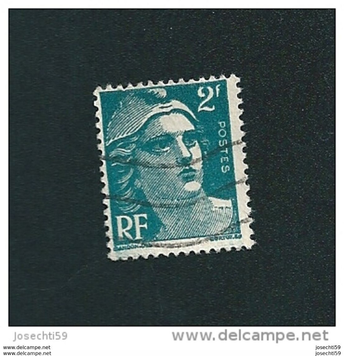 713 Marianne De Gandon 2 F Vert Timbre De 1945 Oblitéré Timbre France Variété 2 Cassé En Haut - Used Stamps