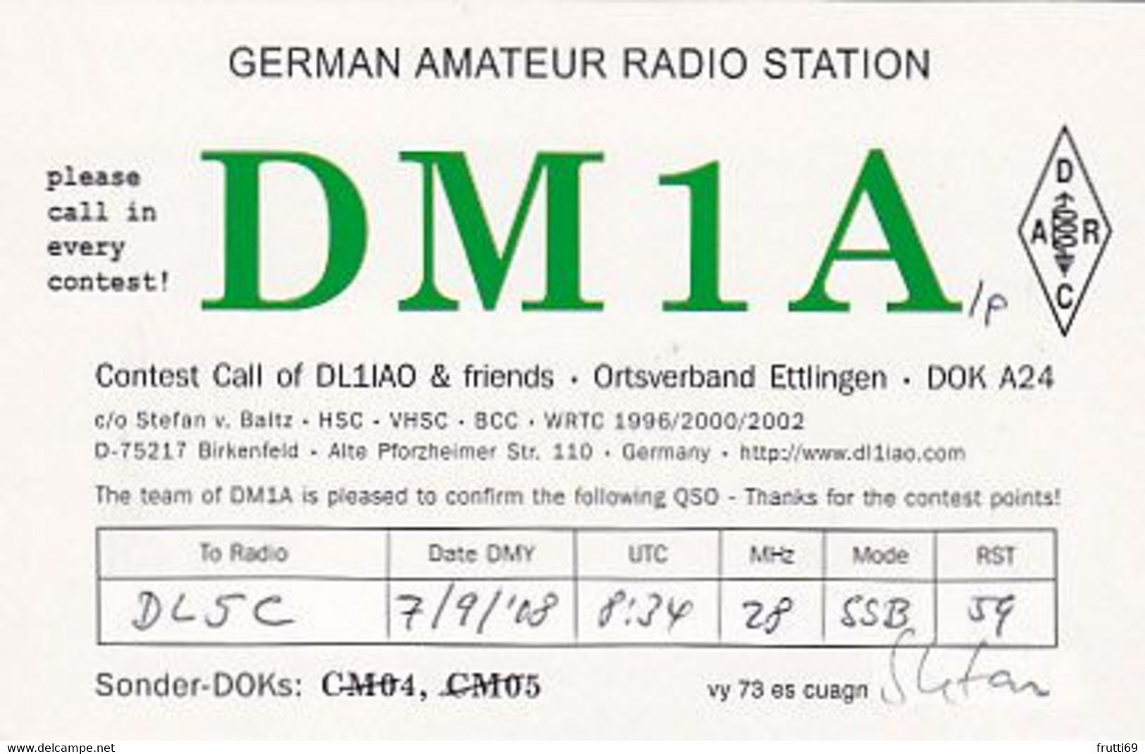 AK 059985 QSL - Germany - Birkenfeld - Radio