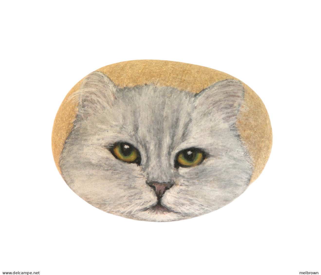 Chinchilla Cat Hand Painted On A Beach Stone Paperweight - Presse-papiers