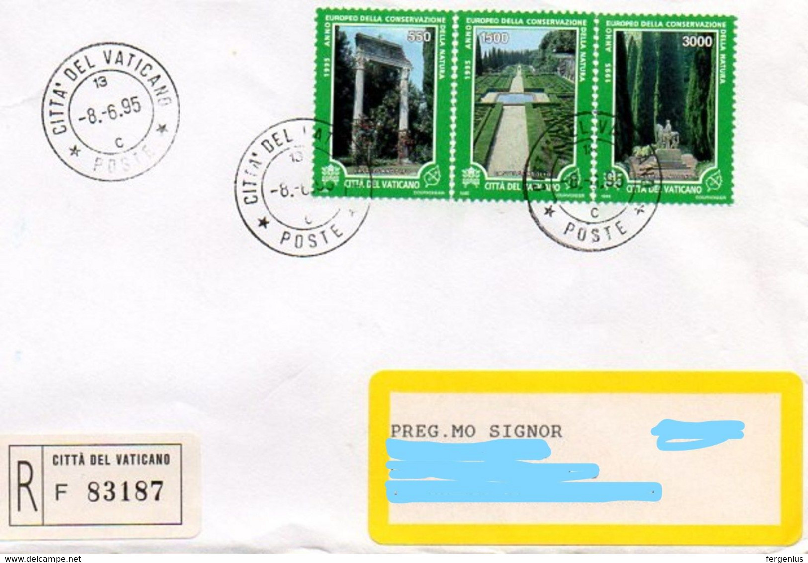 1995 - Sas. 1014 - 1016 - 1018 - Storia Postale