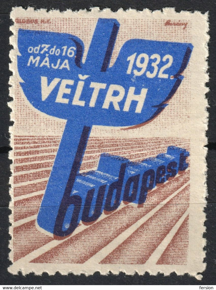 Czechoslovakia Language VELETRH LABEL CINDERELLA VIGNETTE 1932 Budapest Hungary Exhibition Caduceus HERMES - Sonstige & Ohne Zuordnung