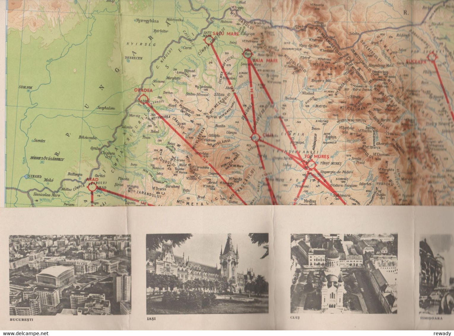 TAROM - Rute Interne / Vintage Flight Route Map / Agentii Romania - Vluchtmagazines