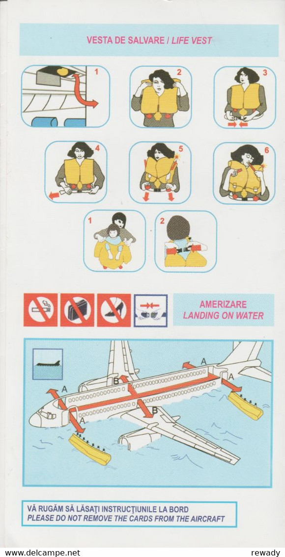 TAROM - Boeing 737 - 300 / For Your Safety / Instructiuni Pentru Siguranta Pasagerului - Riviste Di Bordo