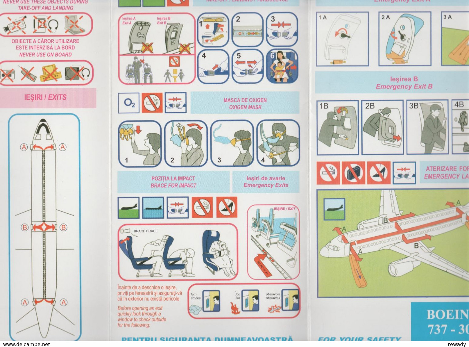TAROM - Boeing 737 - 300 / For Your Safety / Instructiuni Pentru Siguranta Pasagerului - Vluchtmagazines