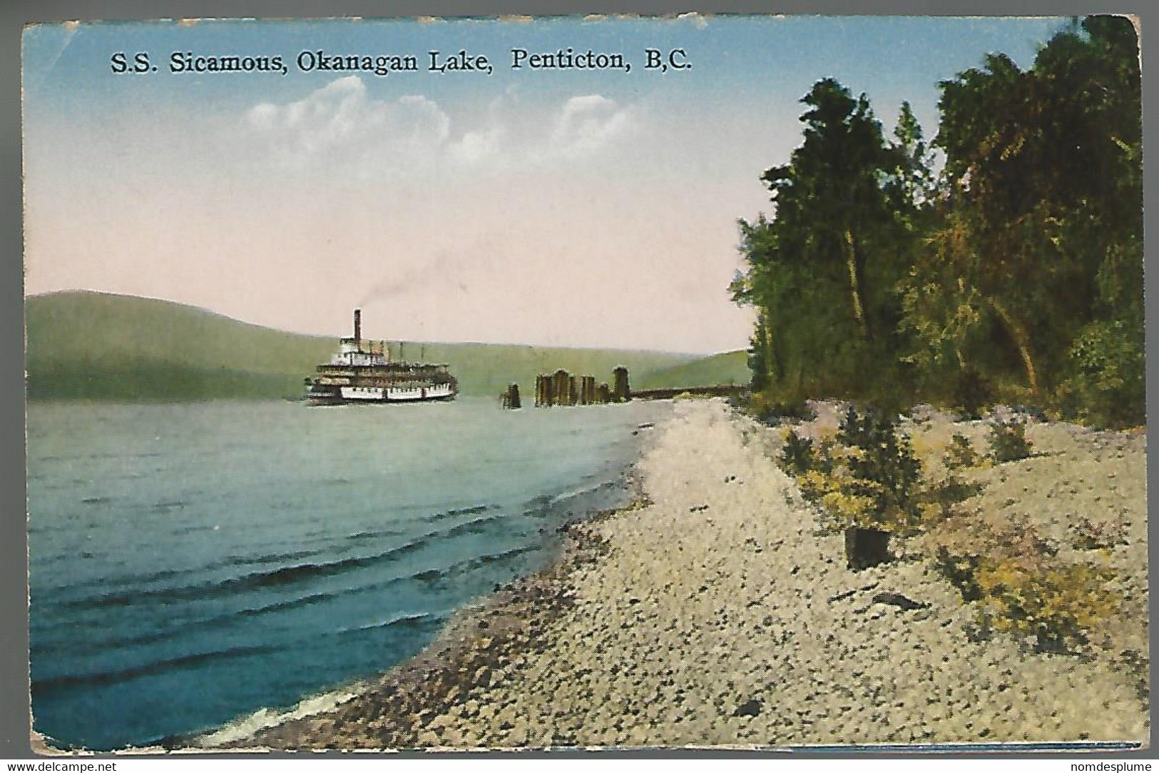 59369 ) BC SS Sicamous Okanagan Lake Penticton  1935 Postmark Cancel - Penticton