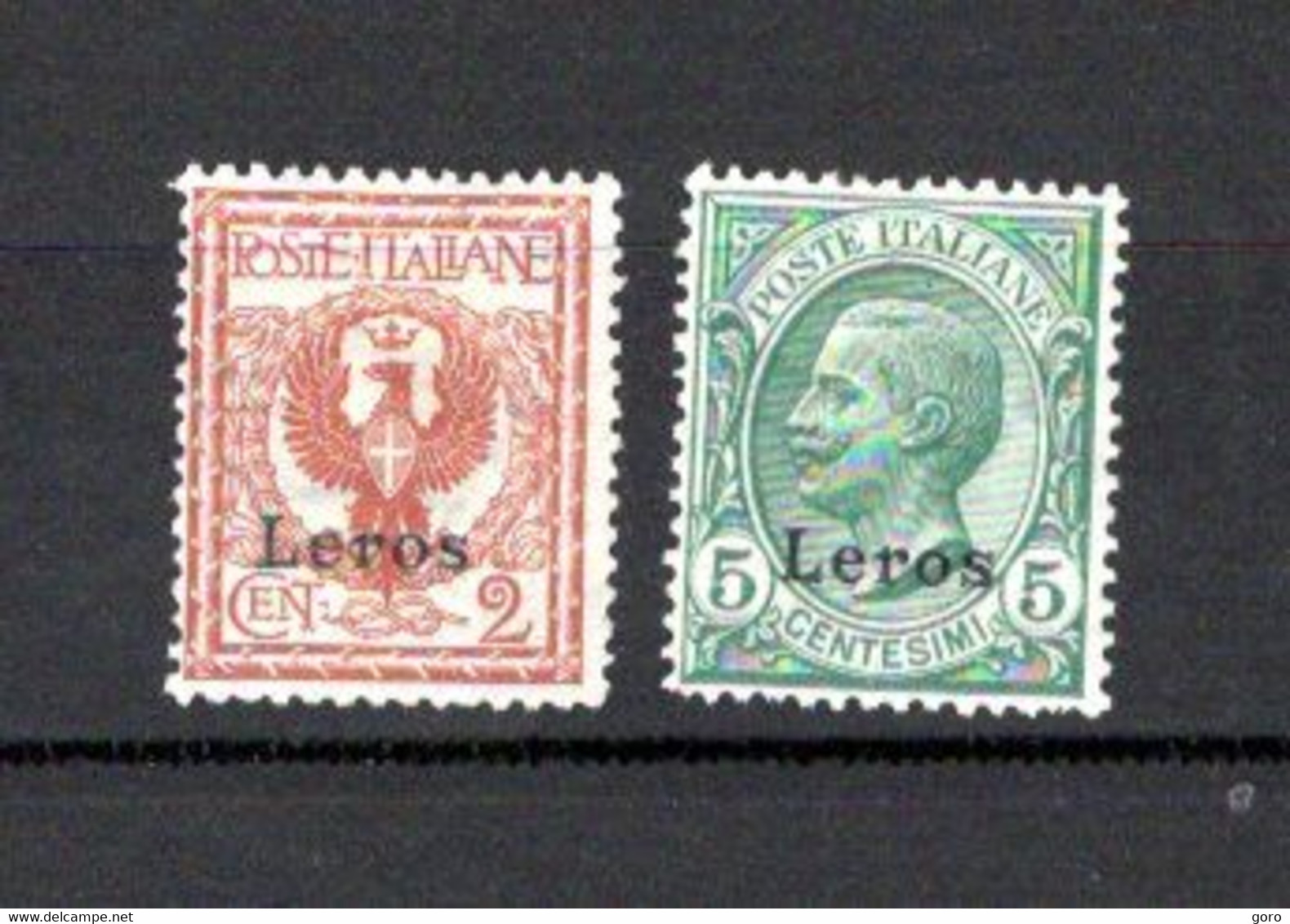 Leros   1912-16  .-   Y&T  Nº    1/2    *   ( C/ Charniere )      (   1  Doblez  ) - Egeo (Lero)