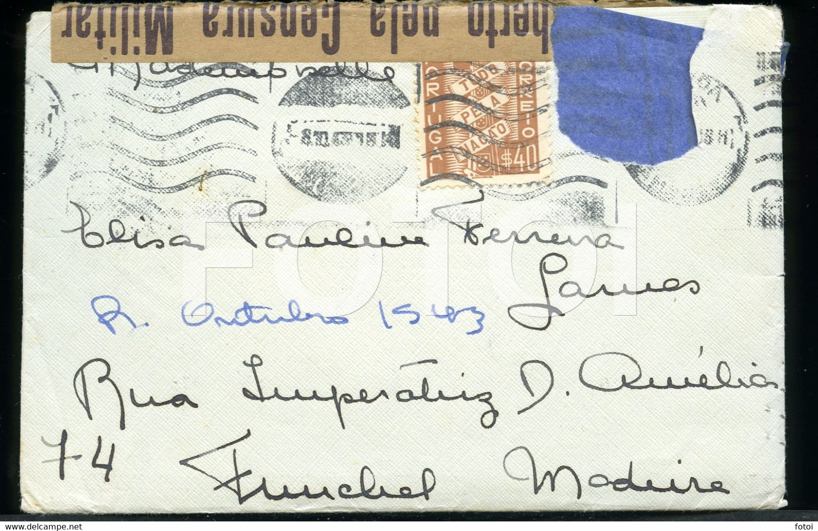 1943 ENVELOPE WITH LETTER CENSURA CENSURADO STAMP TIMBRÉ FUNCHAL MADEIRA PORTUGAL - Funchal