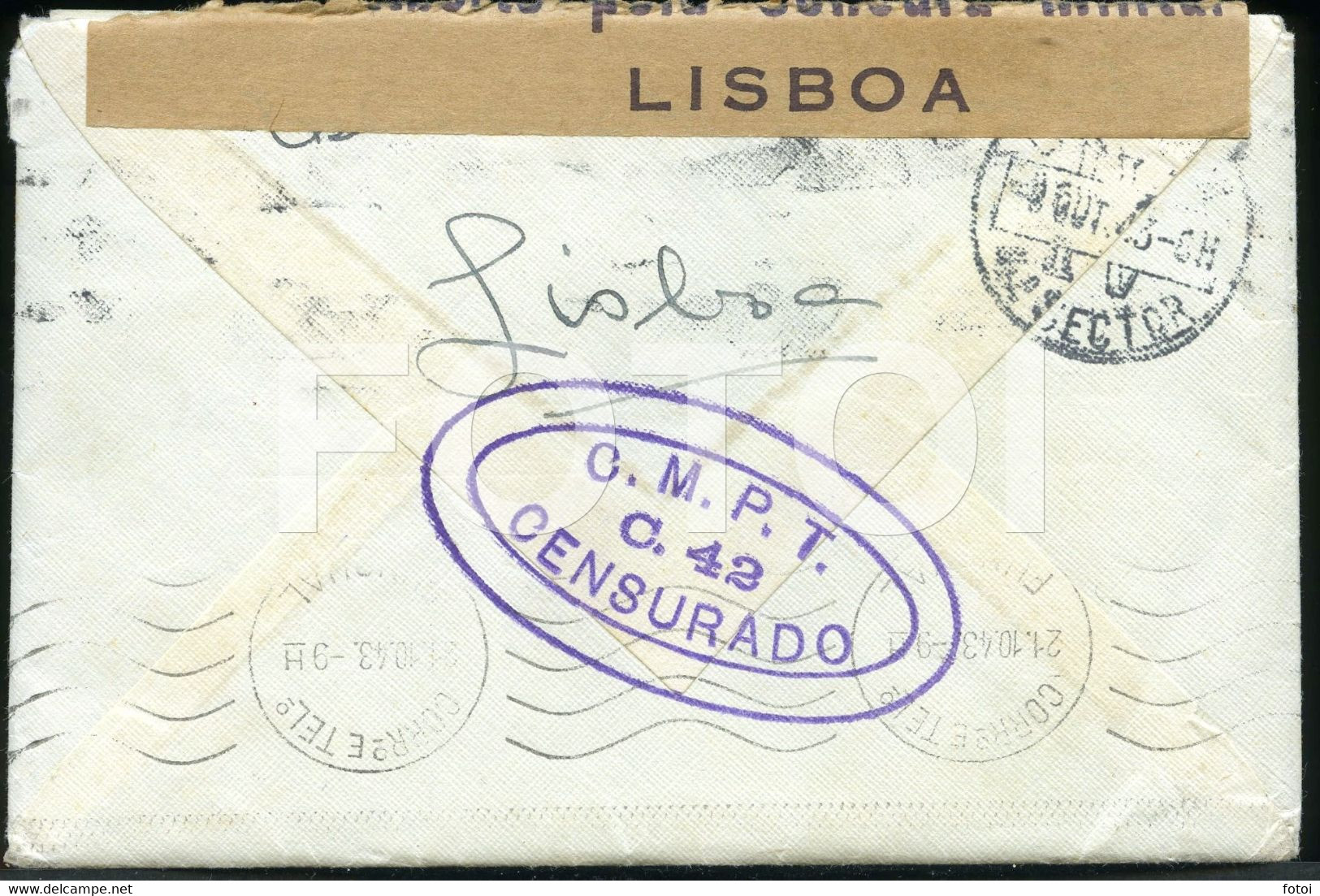 1943 ENVELOPE WITH LETTER CENSURA CENSURADO STAMP TIMBRÉ FUNCHAL MADEIRA PORTUGAL - Funchal