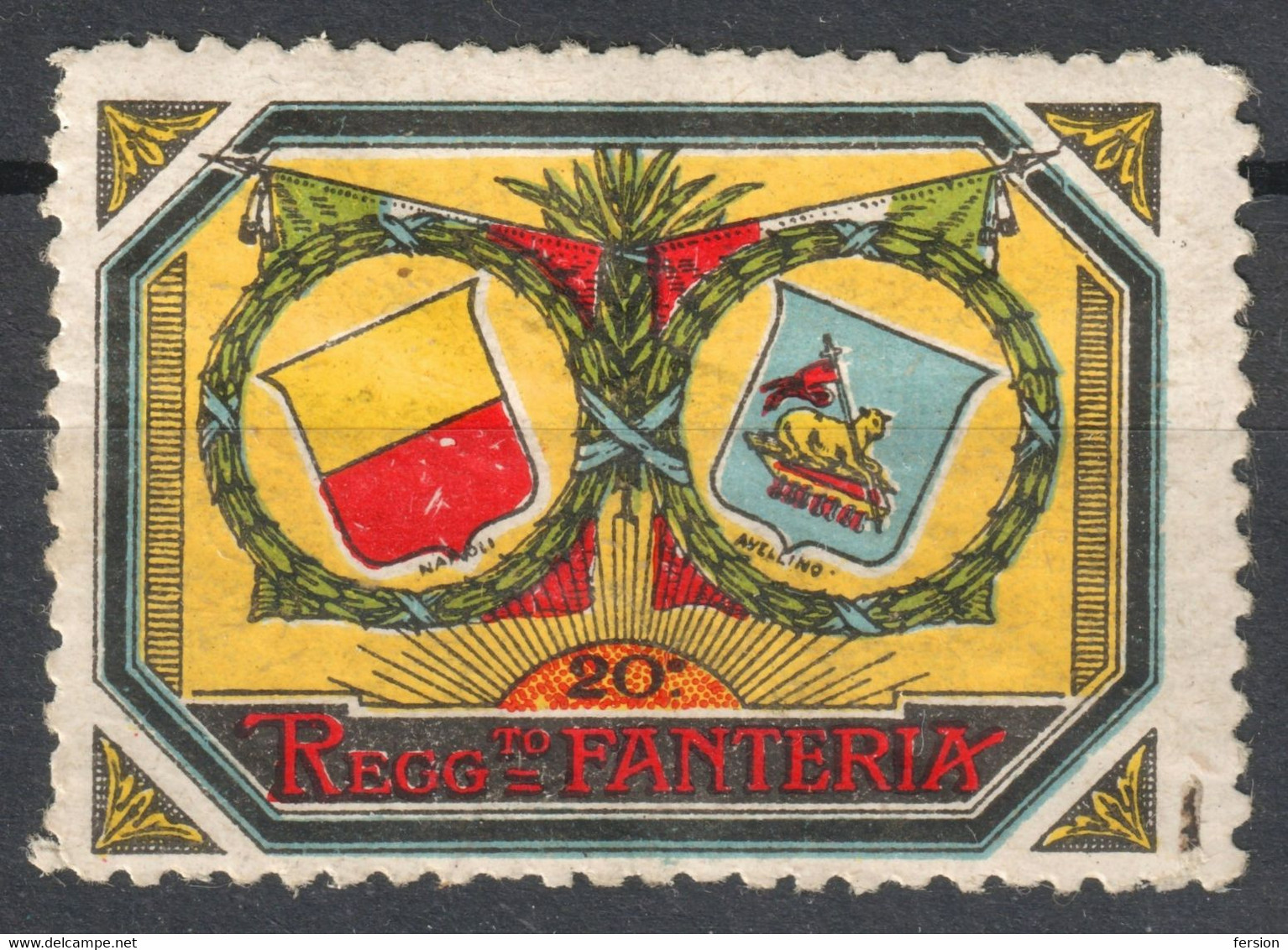 Reggimento Fanteria 20 AVELLINO NAPOLI - Italy Military - Coat Of Arms - LABEL CINDERELLA VIGNETTE - Kriegspropaganda