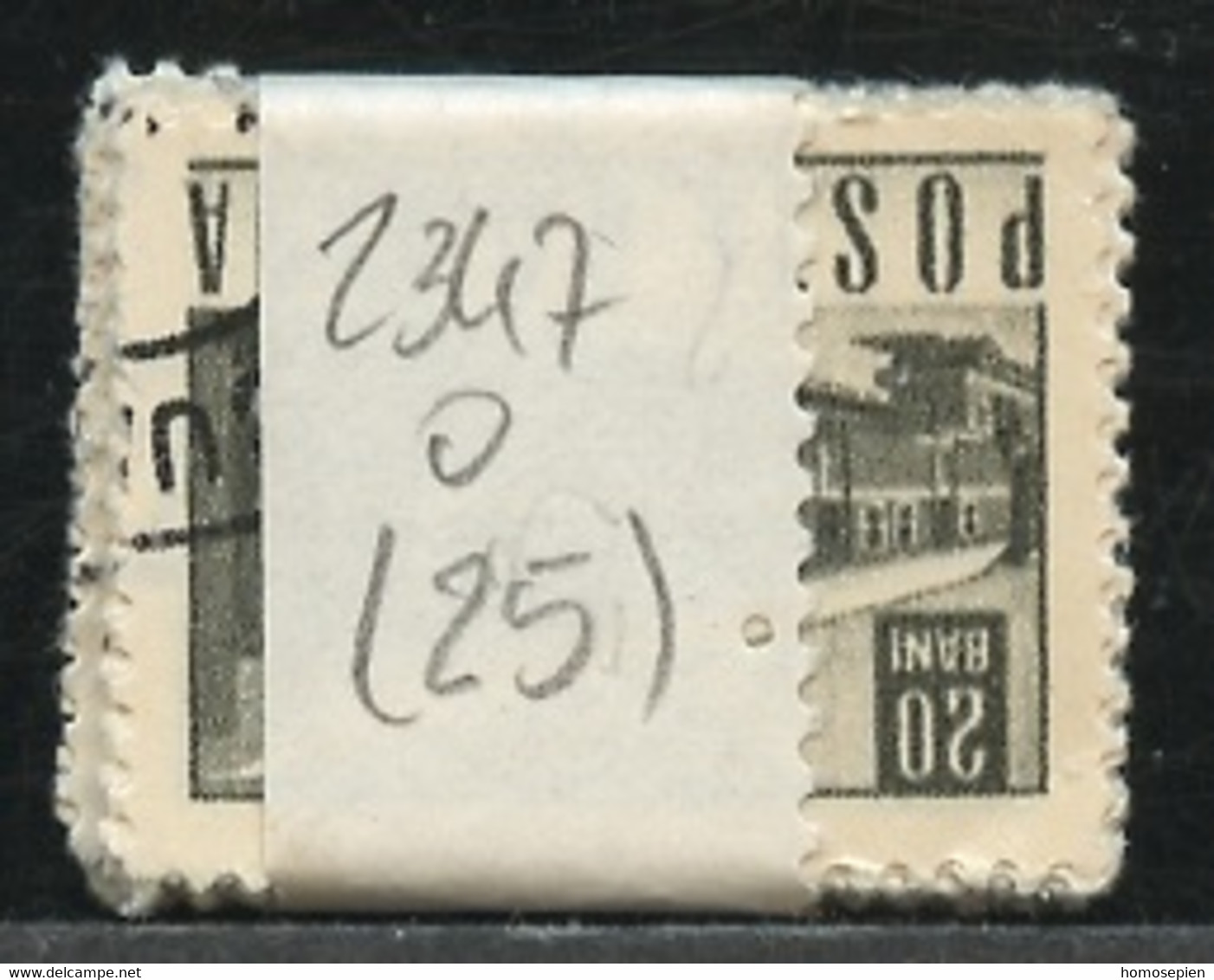 Roumanie - Rumänien - Romania Lot 1967-68 Y&T N°2347 - Michel N°2641 (o) - 20b Wagon Poste - Lot De 25 Timbres - Feuilles Complètes Et Multiples