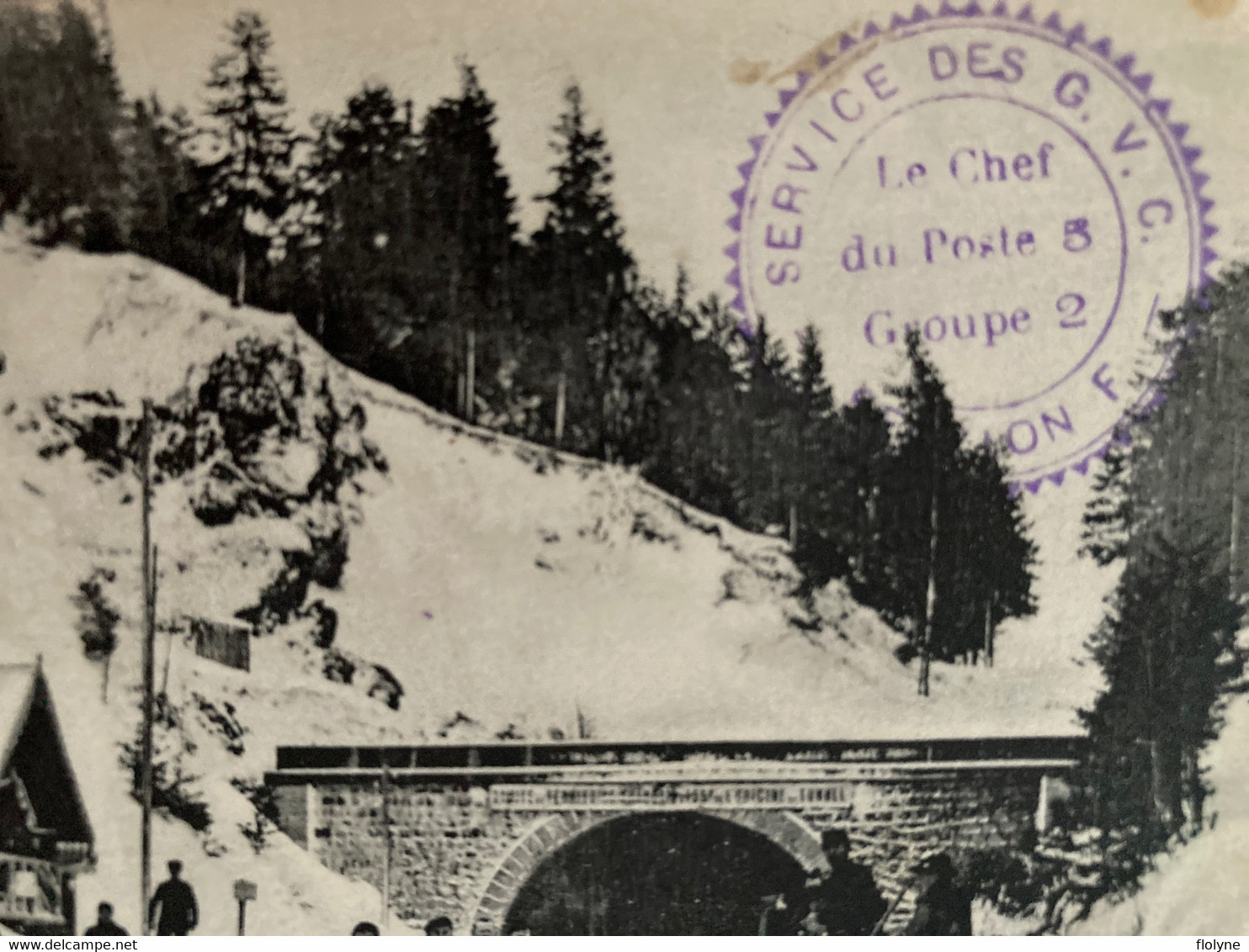 Bussang - Le Tunnel  , Côté Français - Sous Neige - Cachet Militaire Service Des G V C , Section F , Le Chef Du Poste 3 - Bussang