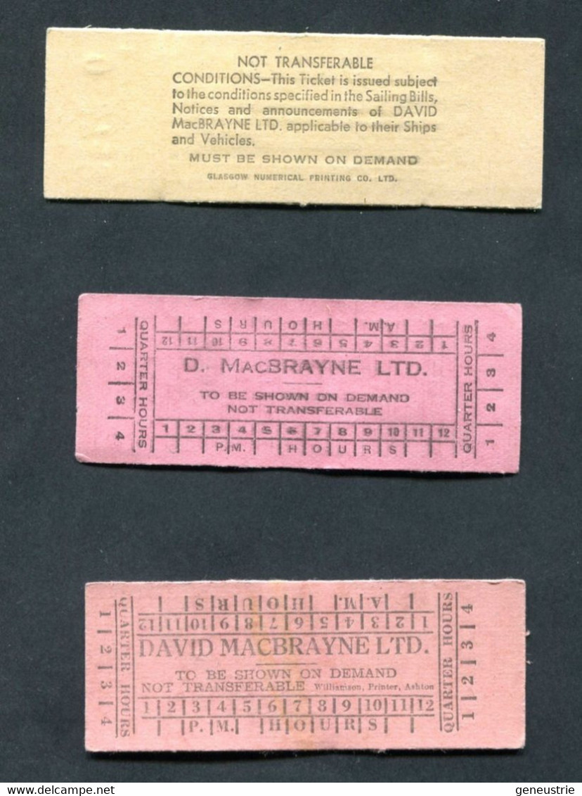 Lot De 3 Tickets De Bus - Région De Port Glasgow / Ecosse "Transports Davis Mac Brayne Ltd" Ticket Bus - Monde