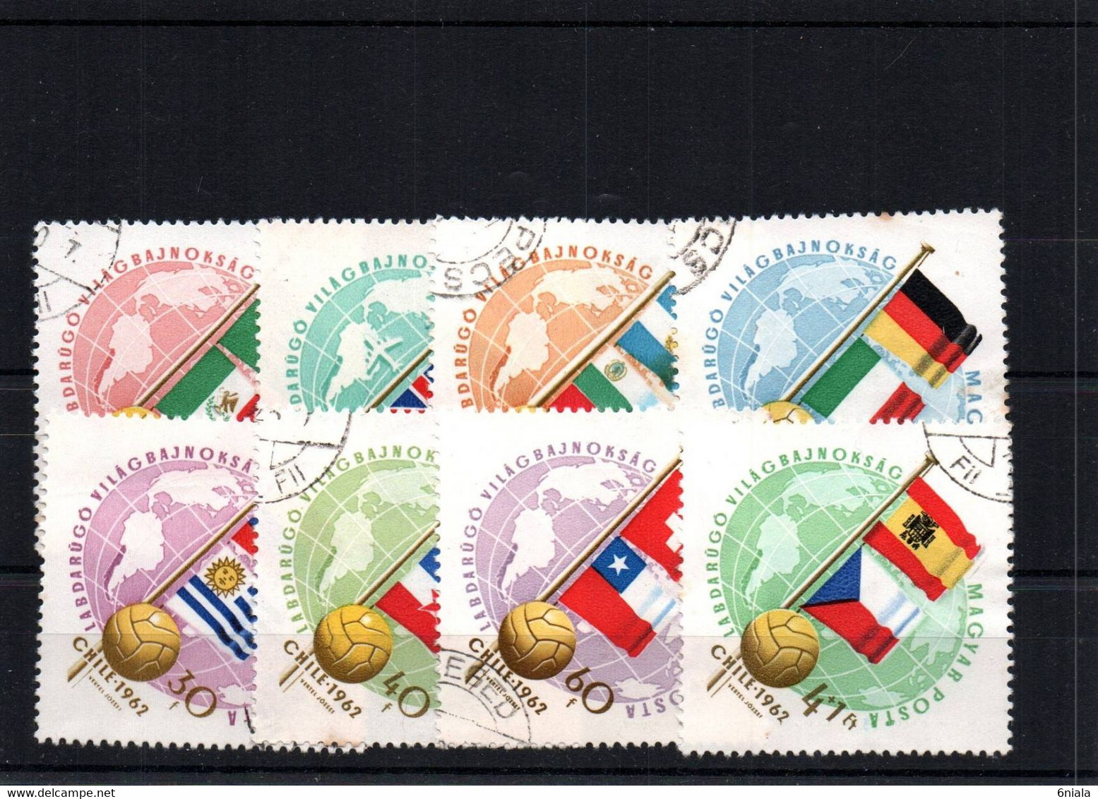 7596 Lot De 8  TIMBRES  HONGRIE  COUPE DU MONDE FOOTBALL CHILI 1962 Oblitérés FOOT - 1962 – Chile