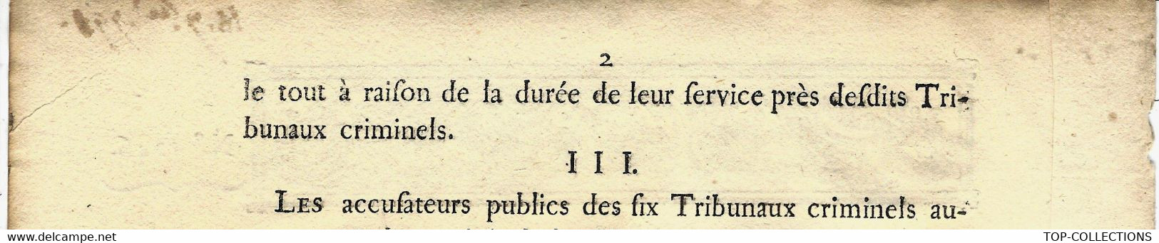 1791 REVOLUTION CONDAMNATION TRAITEMENT SALAIRE DES ACCUSATEURS PUBLICS - Wetten & Decreten