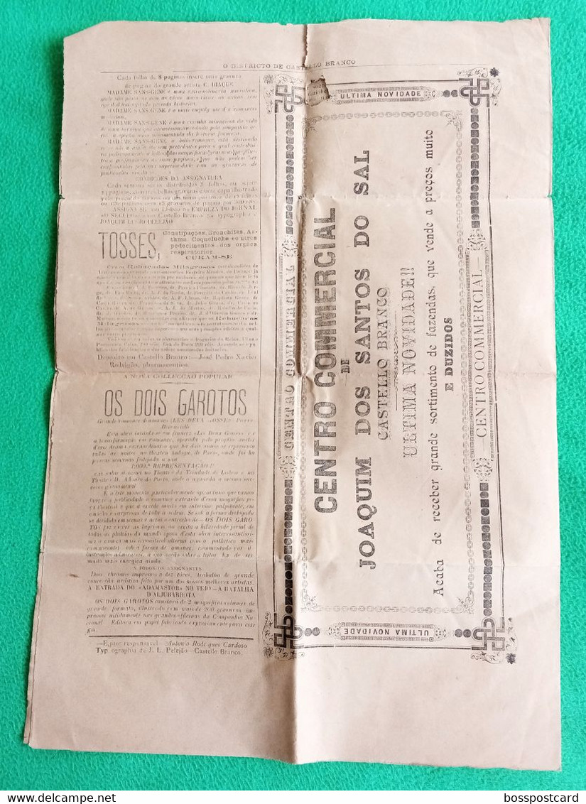 Castelo Branco - Jornal "O Districto De Castelo Branco", Nº 450, 1 De Julho De 898 - Imprensa - Portugal - Allgemeine Literatur
