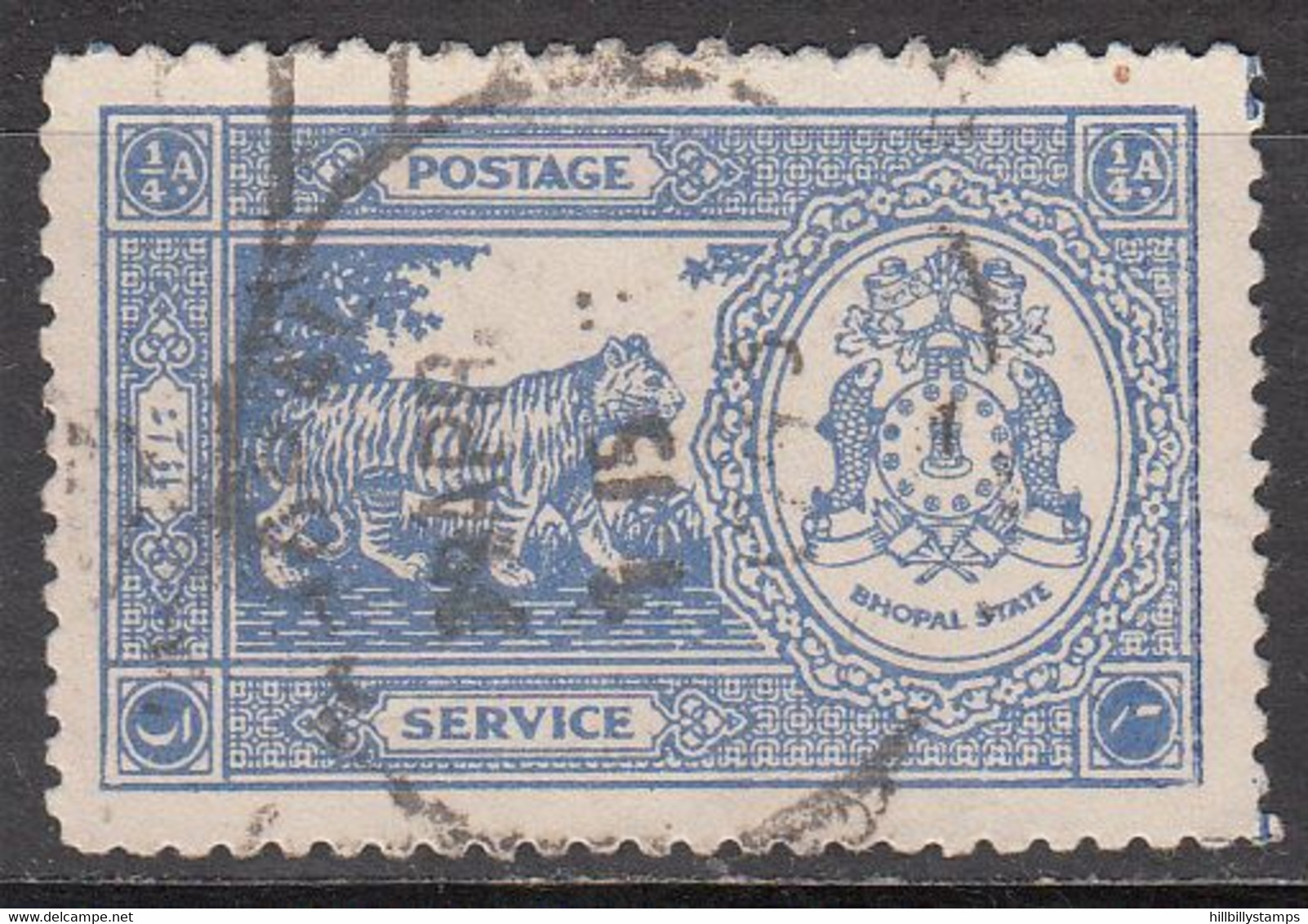 INDIA --BHOPAL   SCOTT NO 043    USED   YEAR  1940 - Bhopal