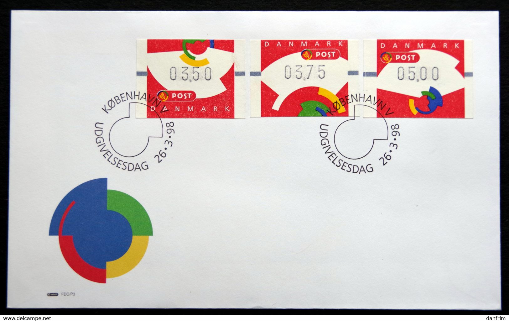 Denmark  1998    ATM Franking Labels  Minr.5-7     FDC ( Lot 2200 ) - Automatenmarken [ATM]