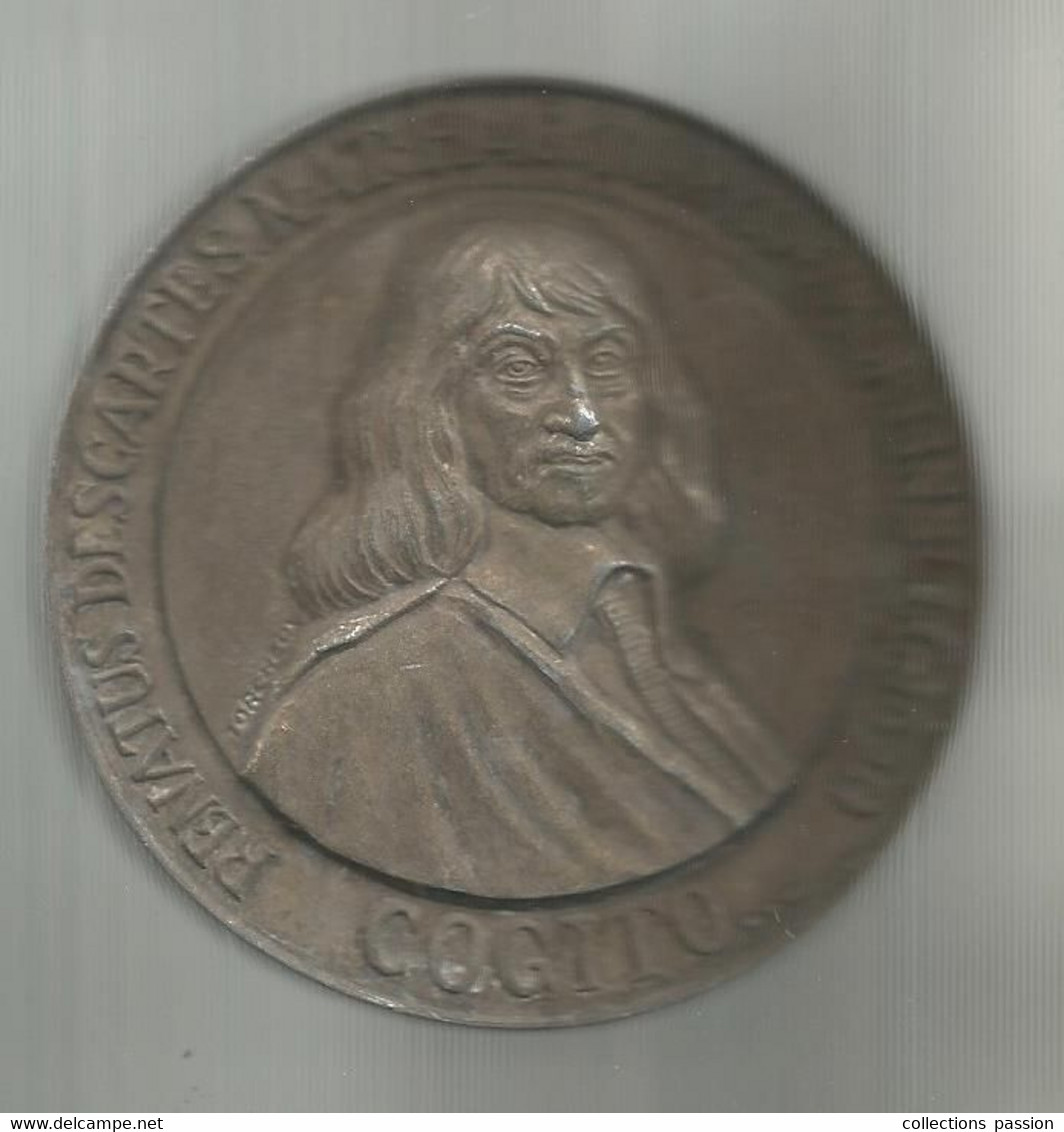 Médaille De Table, Renatus DESCARTES NAT: HAG: TUR: 1596. MORT: INSUEC: 1650, COGITO, 2 Scans, Frais Fr 6.95e - Autres & Non Classés