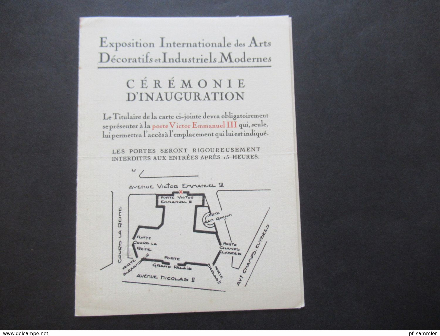 1925 Originale Einladungskarte Mit Faltblatt Exposition Internationale Des Arts Decoratif Et Industriels Modernes Paris - Storia Postale