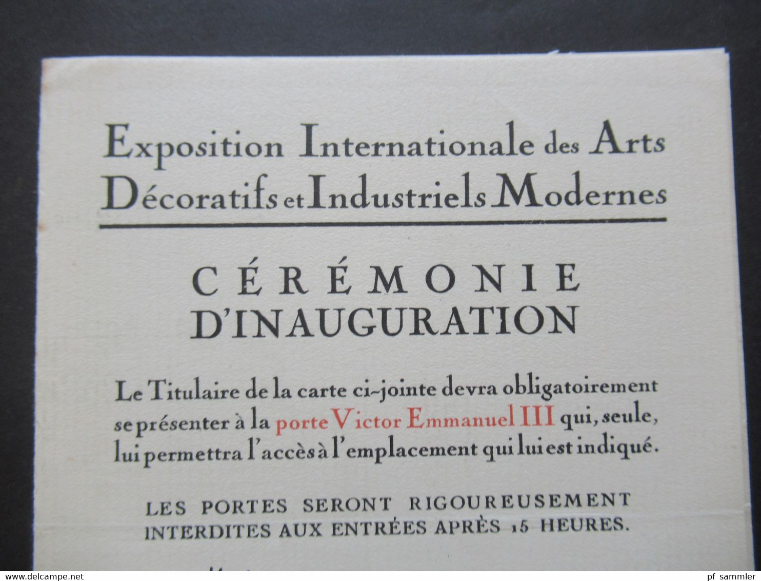 1925 Originale Einladungskarte Mit Faltblatt Exposition Internationale Des Arts Decoratif Et Industriels Modernes Paris - Storia Postale