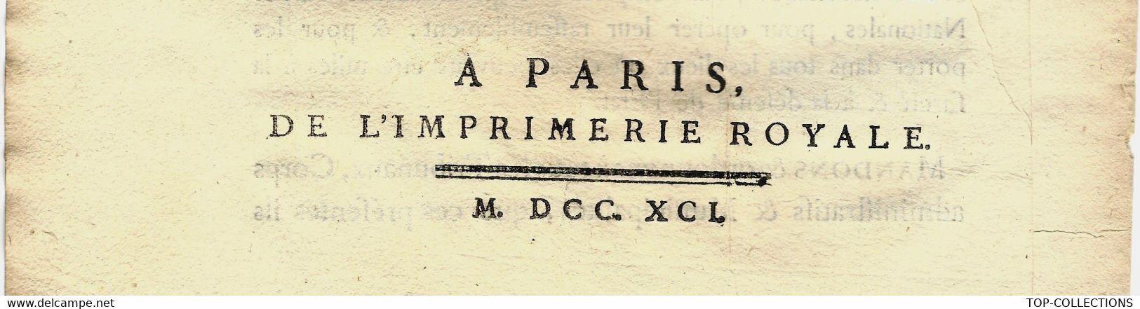 1791 IL FAUT  DEFENDRE LA NATION !  LOI RELATIVE AUX GARDES NATIONALES   B.E.V.SCANS - Decrees & Laws