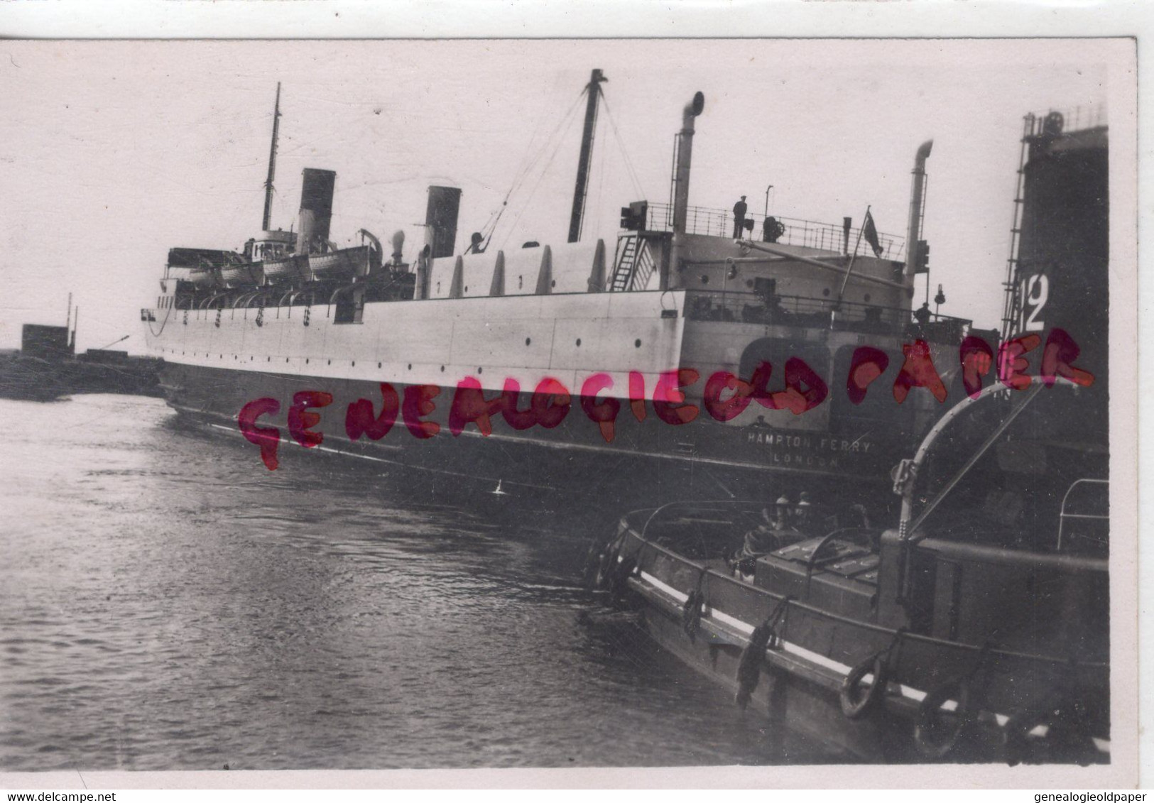 59- DUNKERQUE - MANOEUVRE FERRY BOAT QUITTANT LE PORT -HAMPTON FERRY LONDON - CARTE PHOTO 1949 - Dunkerque