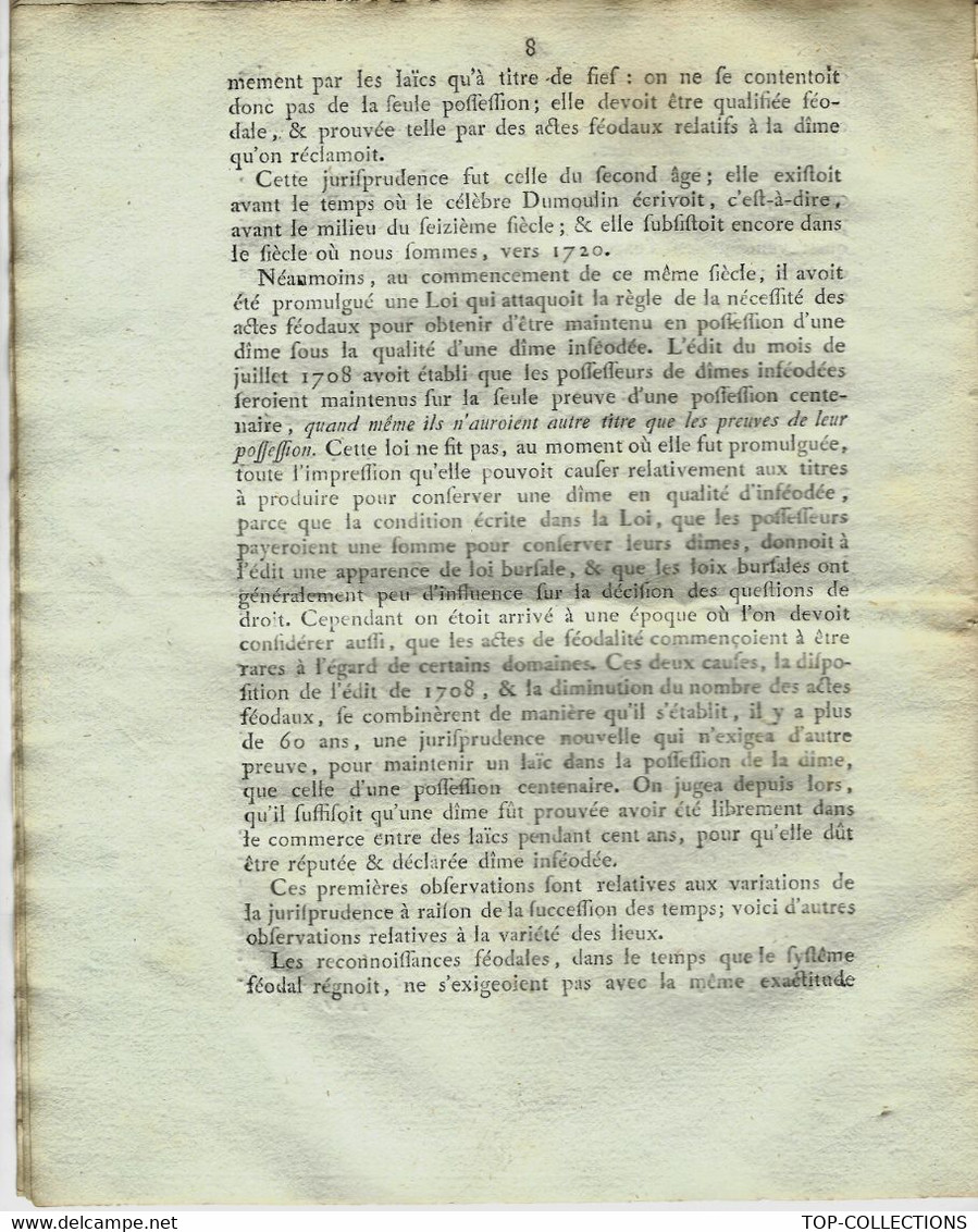 REVOLUTION 1791  REVOLUTION  REFORME IMPOTS PAYEMENT DES DIMES   22 PAGES VOIR SCANS - Decretos & Leyes