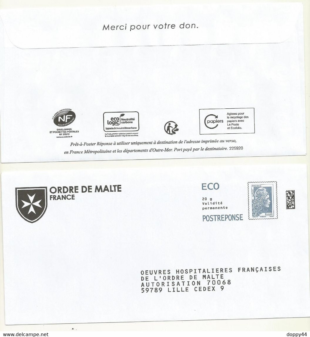 PAP POSTREPONSE ORDRE DE MALTE  LOT 225920. - Prêts-à-poster:Answer/Marianne L'Engagée