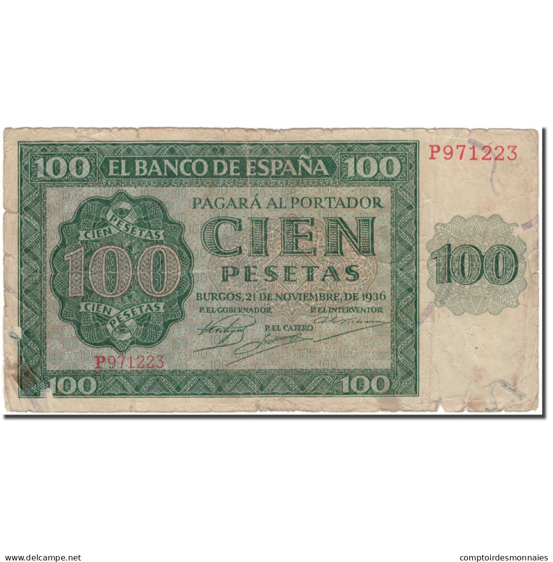 Billet, Espagne, 100 Pesetas, 1936, 1936-11-21, KM:101a, B - 100 Pesetas