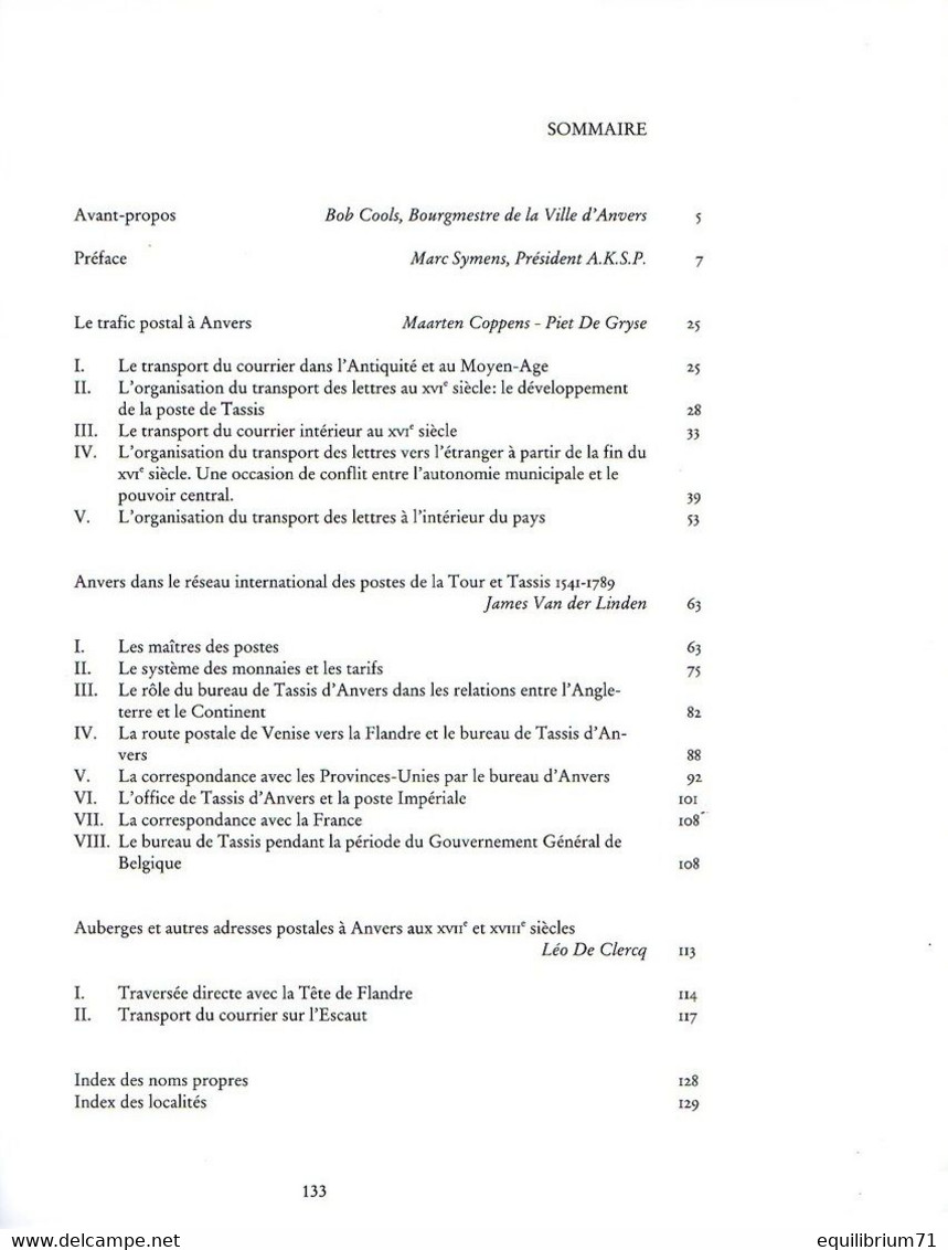 La Poste à Anvers Dès Les Débuts Jusqu'à 1793 - Divers Auteurs - 286 Pages - 1993 - 1000gr - Préphilatélie