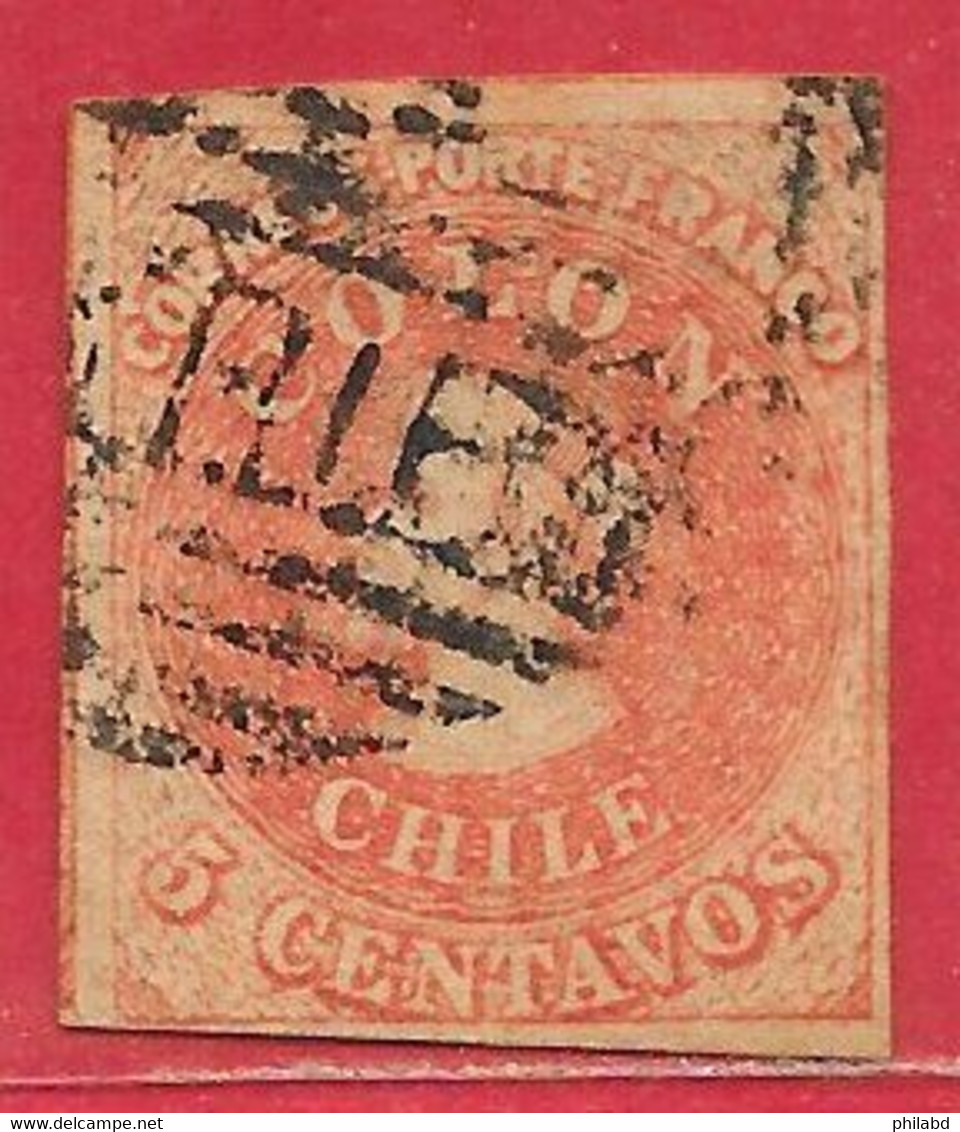 Chili N°5 5c Rouge 1856-66 O - Chile